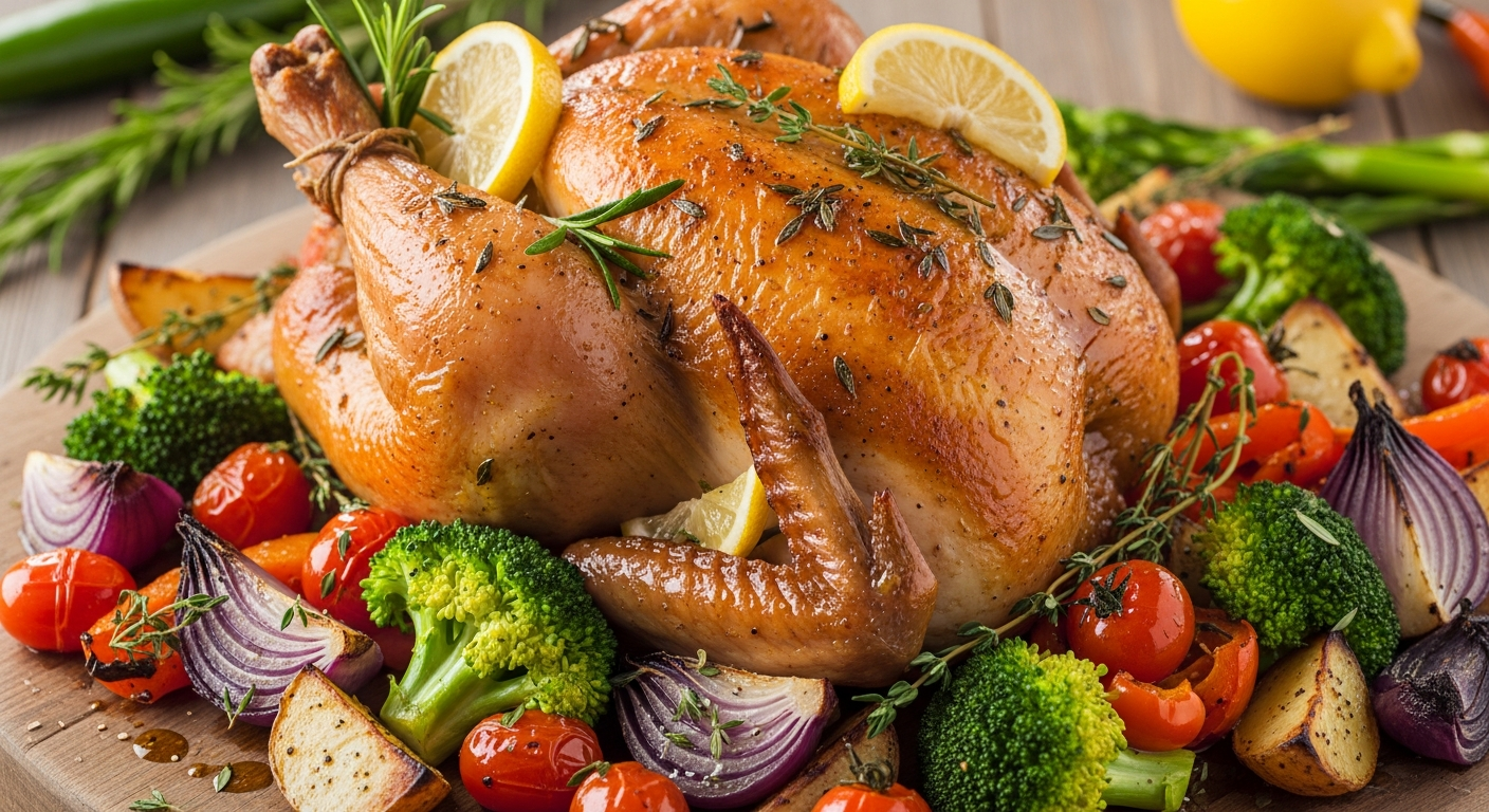 一锅柠檬香草烤鸡蔬菜