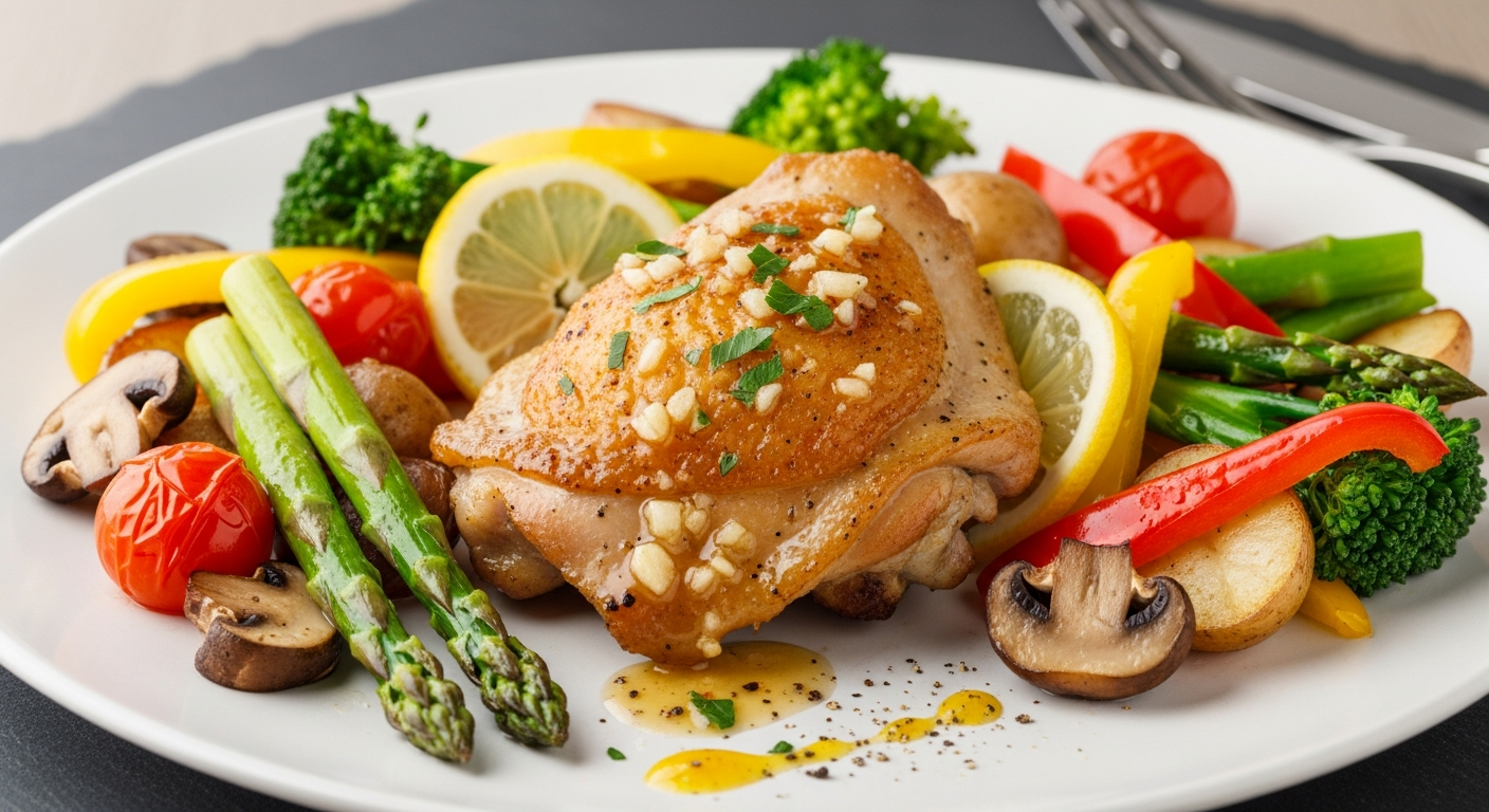 一锅蒜香柠檬鸡腿配时蔬