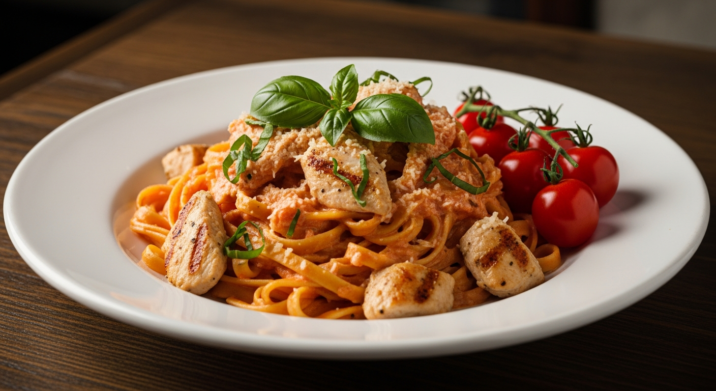 奶油番茄鸡肉意面