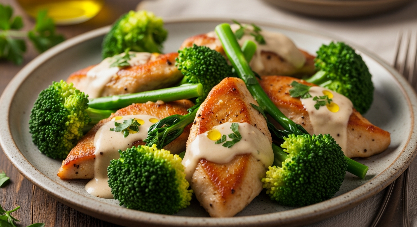 奶油蒜香鸡肉西兰花