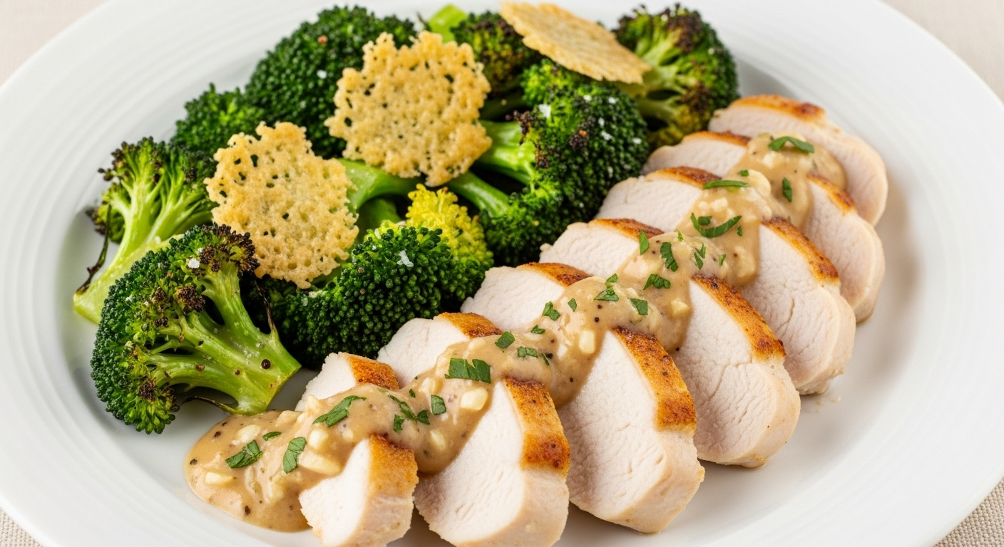 奶油蒜香鸡胸肉西兰花