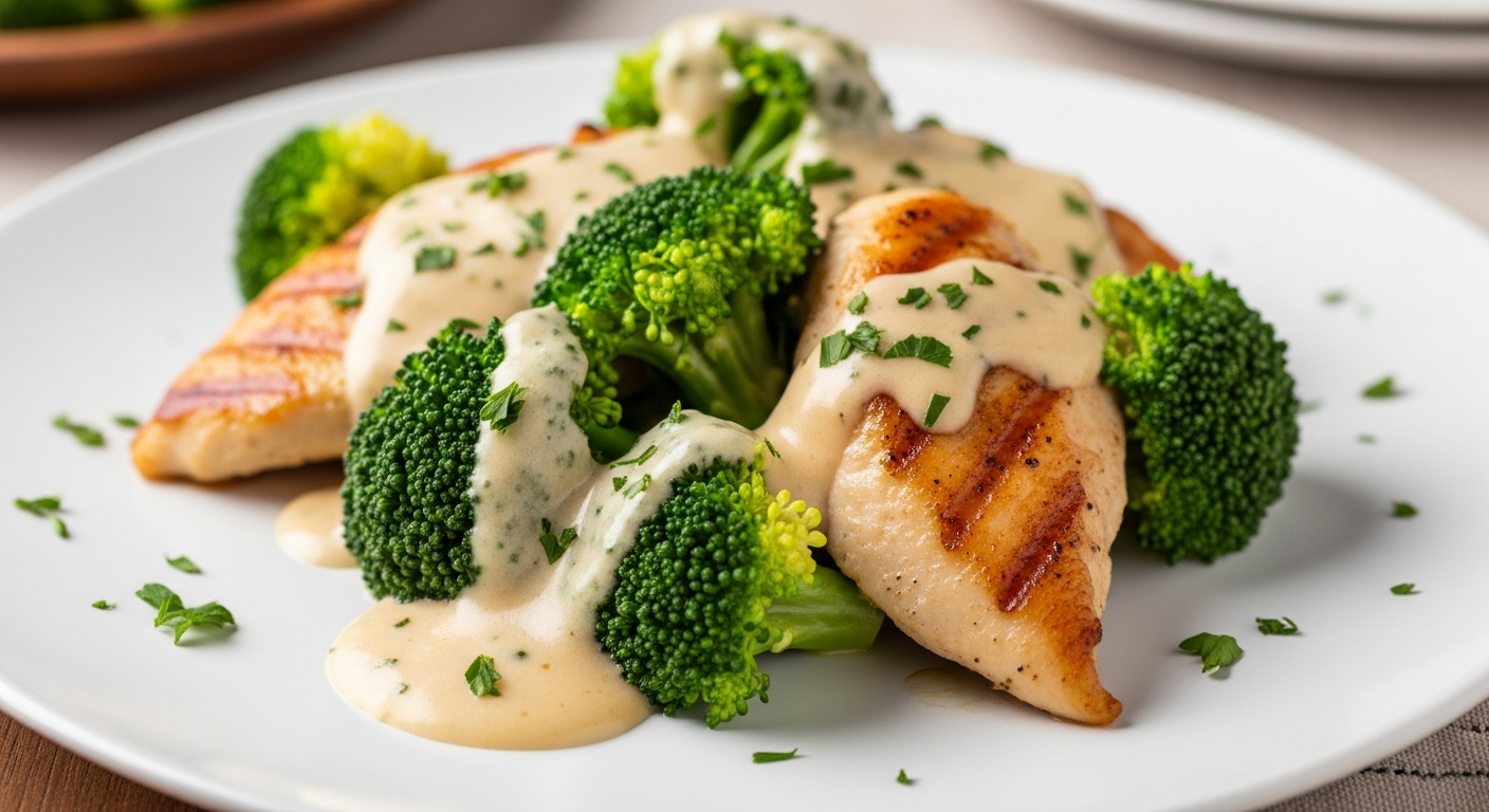 奶油蒜香黄油鸡肉西兰花