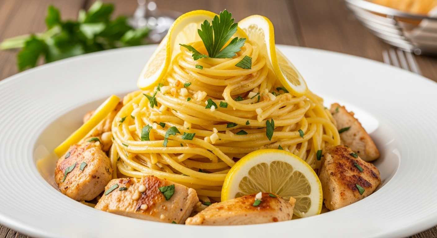 柠檬蒜香鸡肉意面