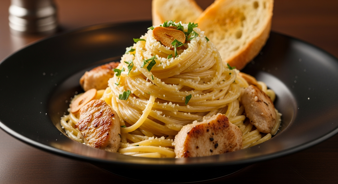 蒜香奶油鸡肉意面