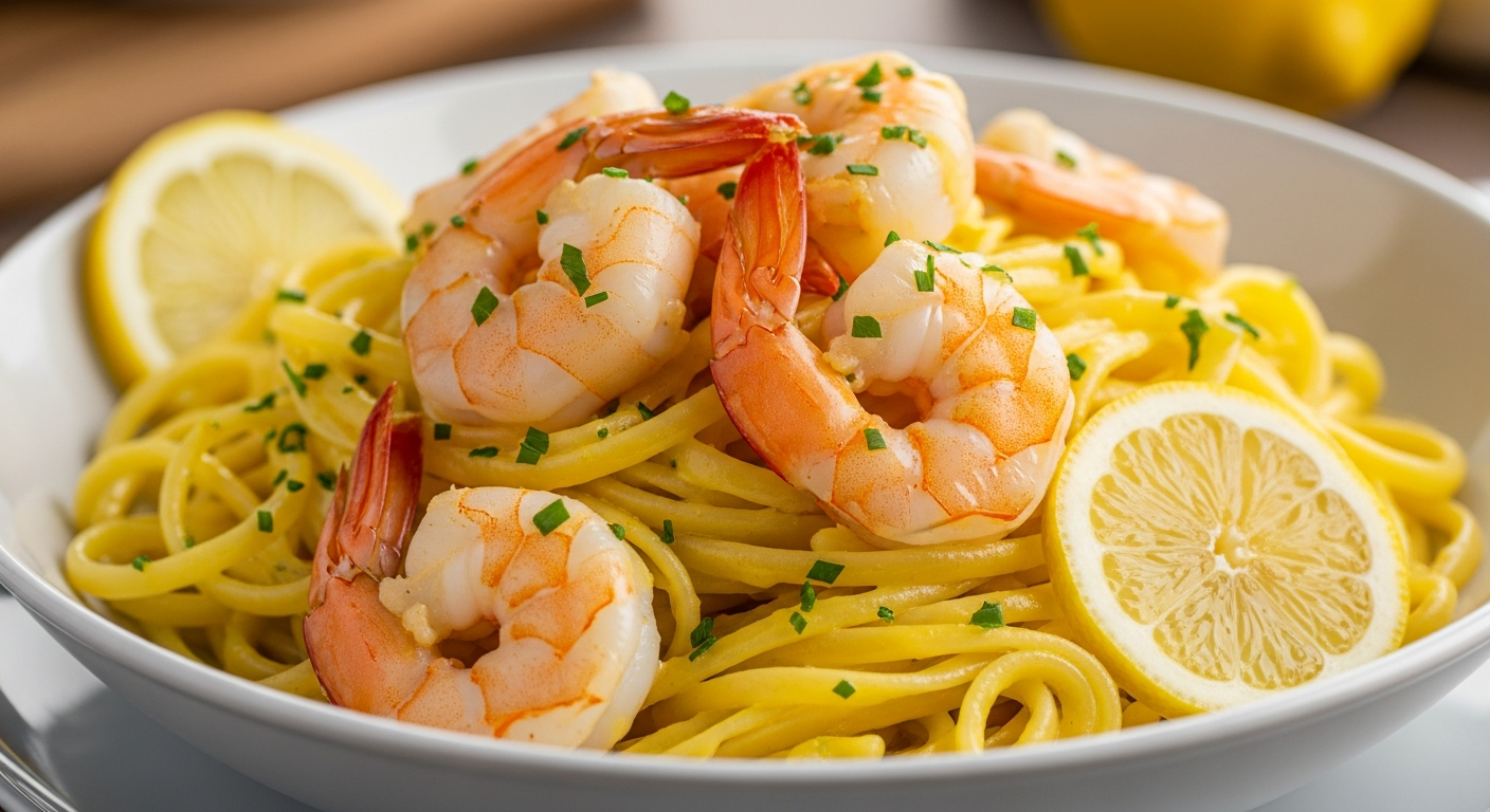 蒜香柠檬黄油虾意面