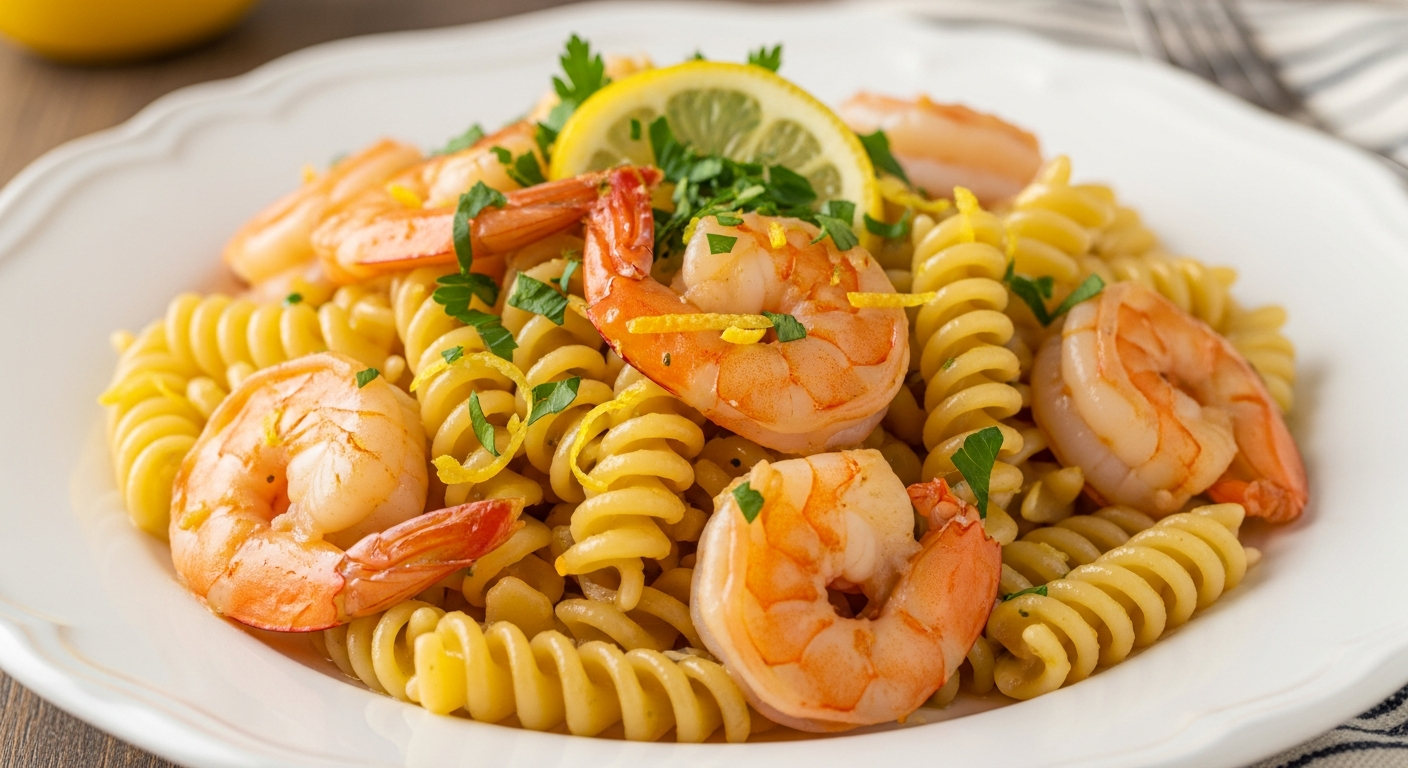 蒜香柠檬黄油虾意面