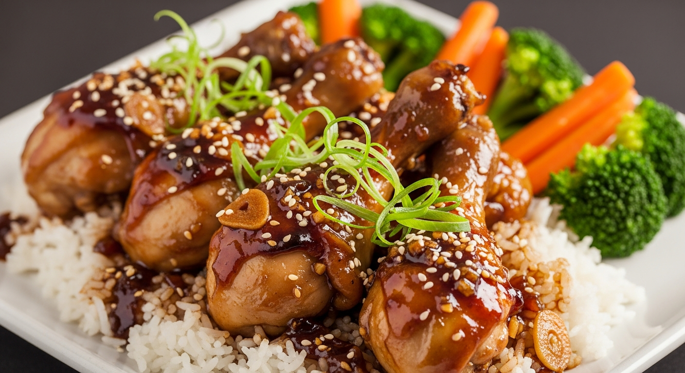 蒜香蜂蜜酱油鸡腿饭