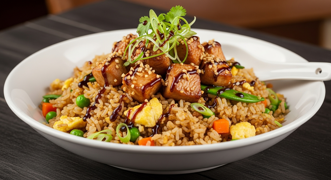 蒜香酱油鸡丁炒饭