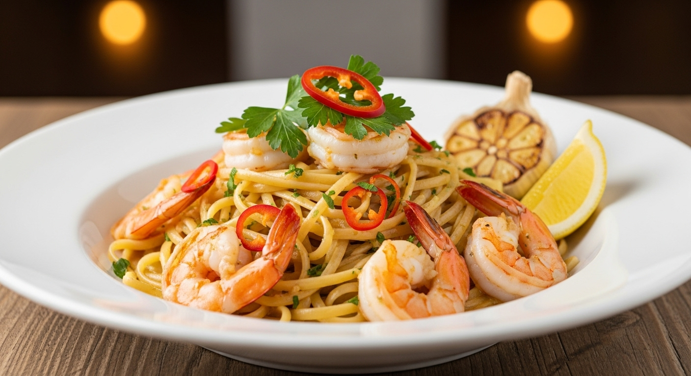 蒜香黄油虾仁意面