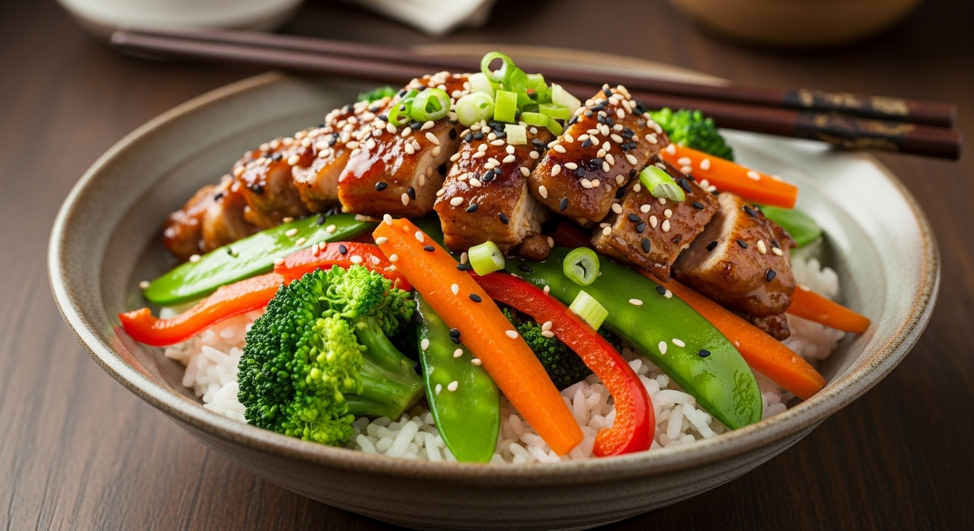 蜜汁照烧鸡肉蔬菜饭