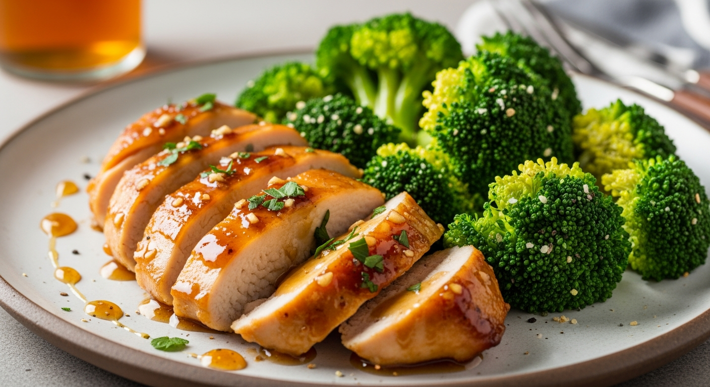 蜜汁蒜香鸡胸肉西兰花