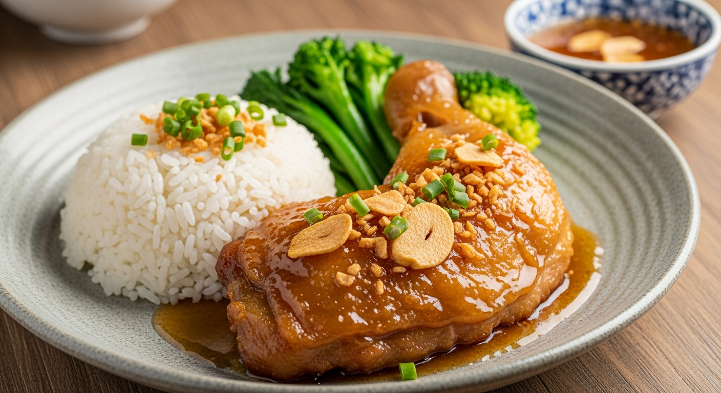 金蒜蜜汁鸡腿饭