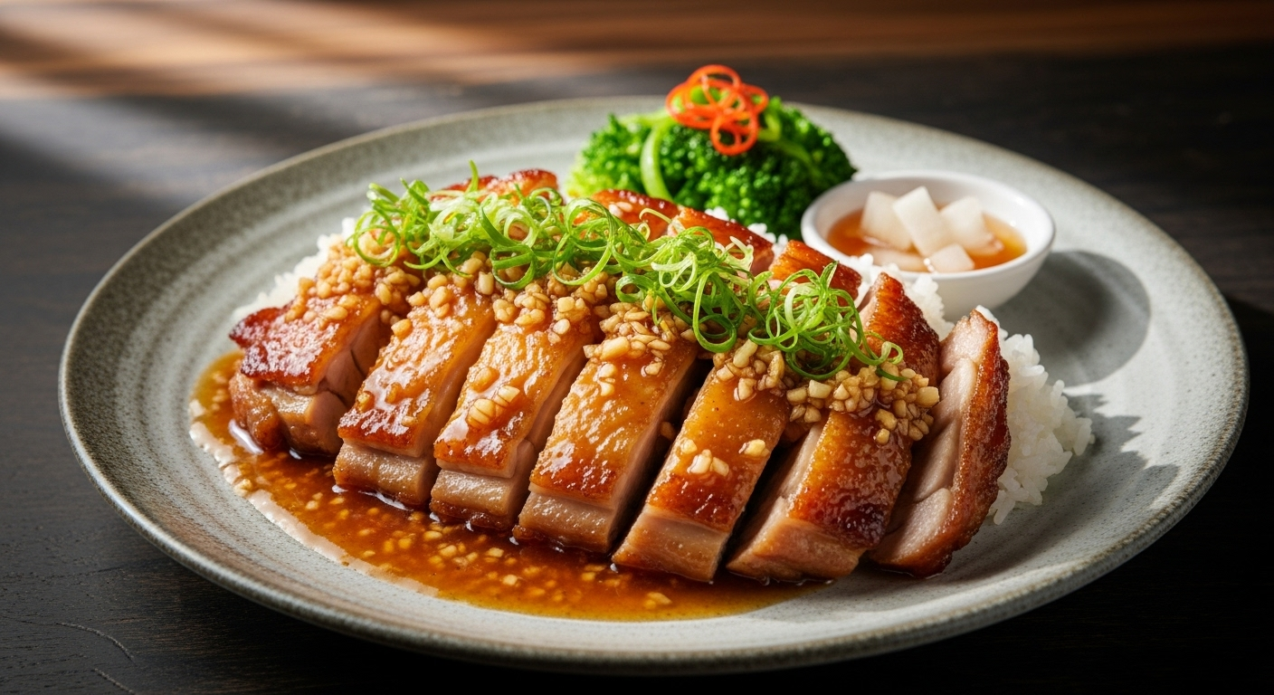 香煎蜜汁蒜香鸡腿饭