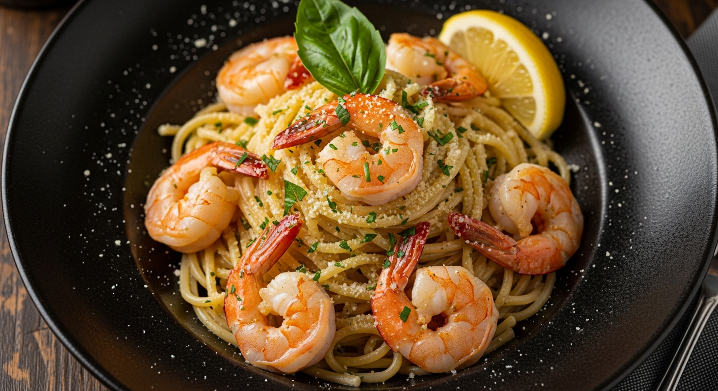 香蒜奶油虾仁意面