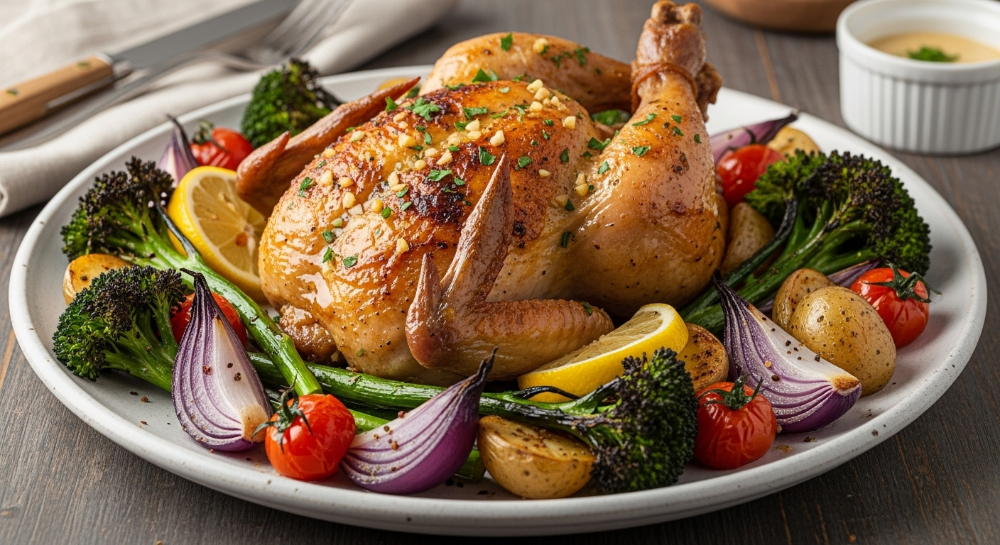 香蒜柠檬烤鸡时蔬