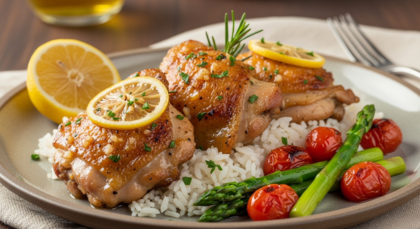 香蒜柠檬烤鸡腿饭