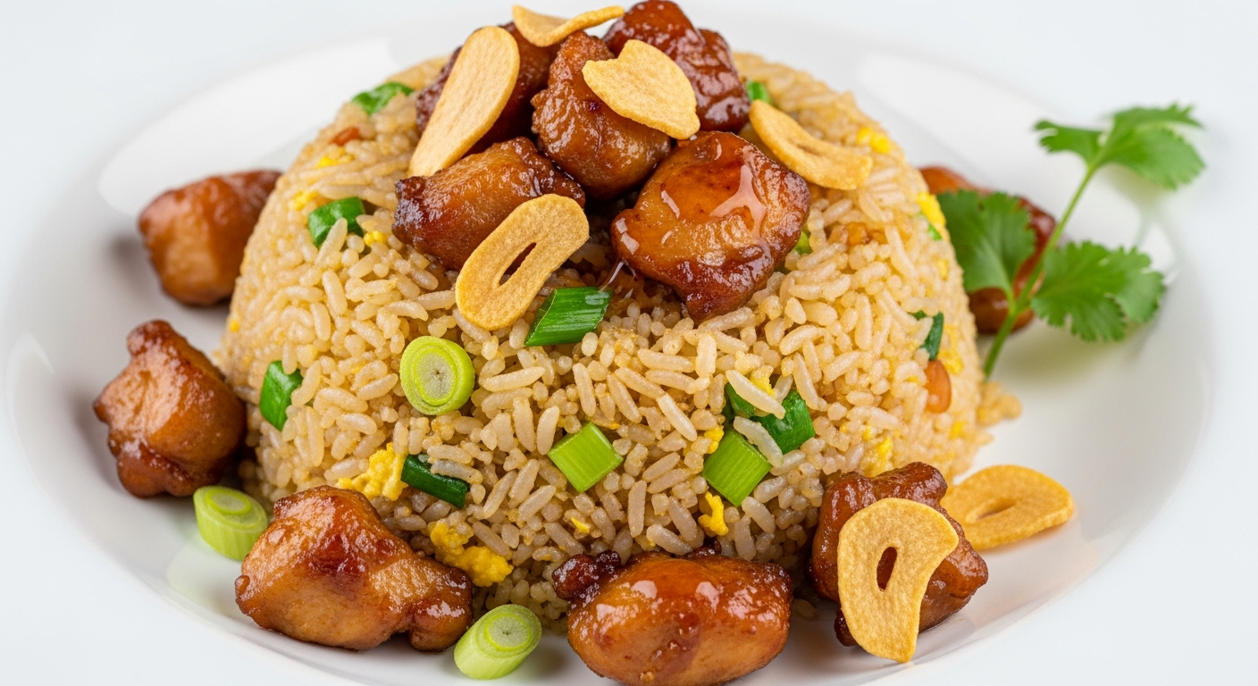 香蒜蜂蜜鸡丁炒饭