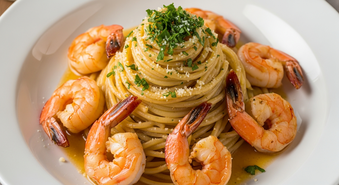 香蒜黄油虾意面