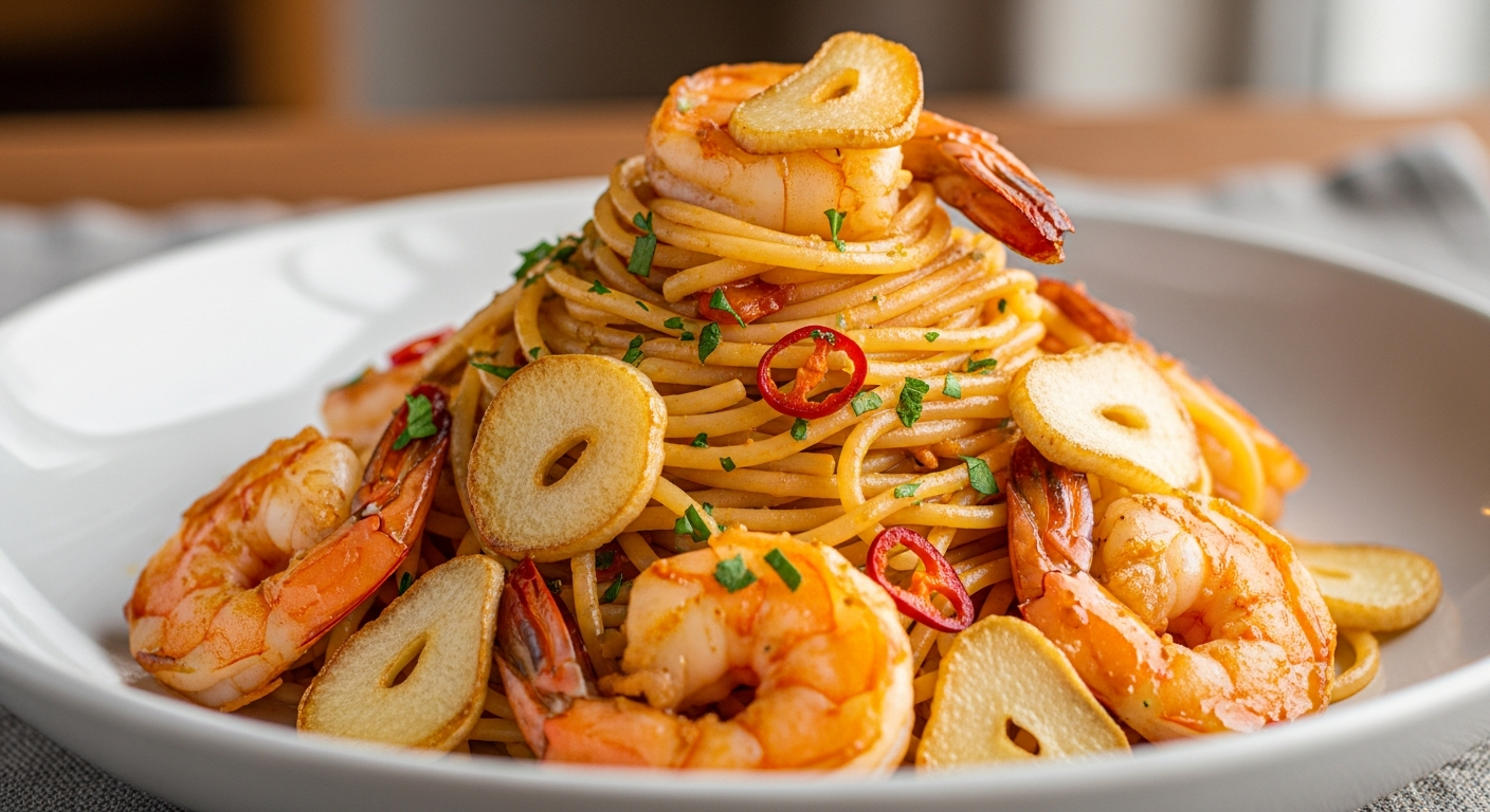 香辣蒜蓉虾仁意面